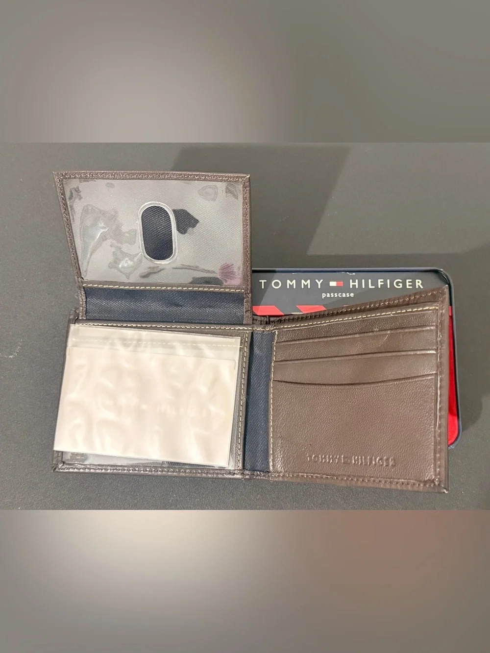 Tommy Hilfiger Brown Leather Passcase with Flag Detail